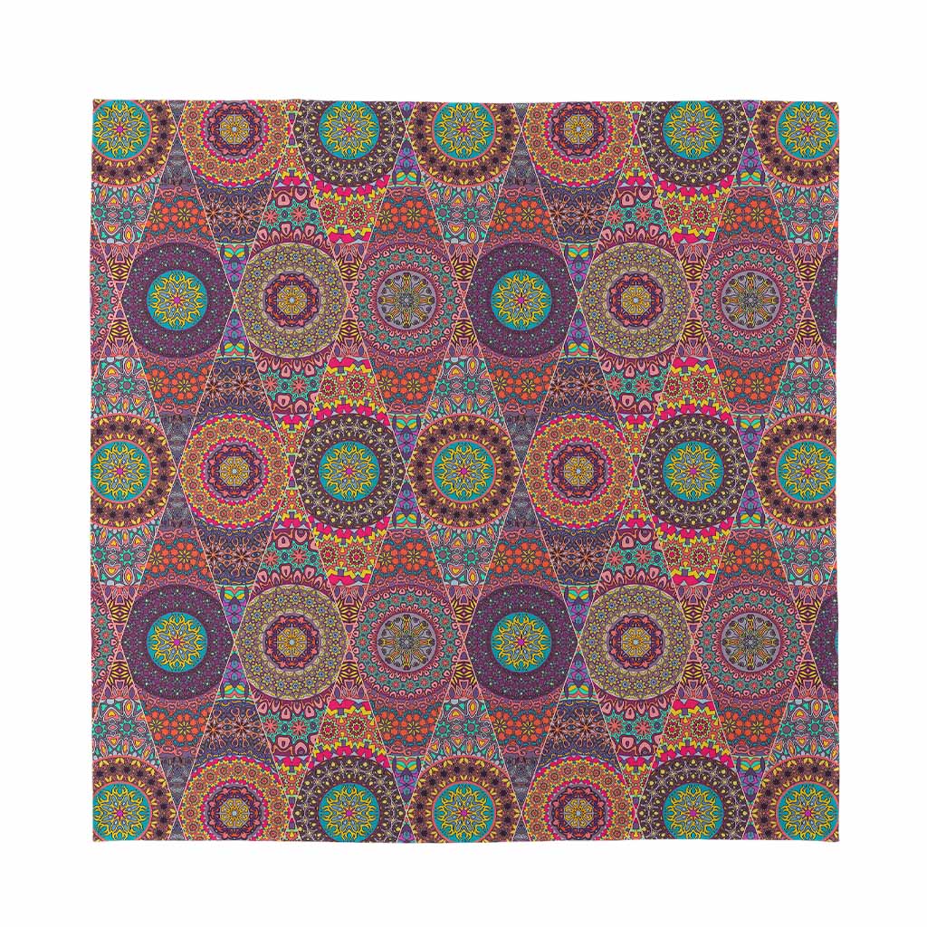 Vintage Bohemian Floral Mandala Print Silk Bandana