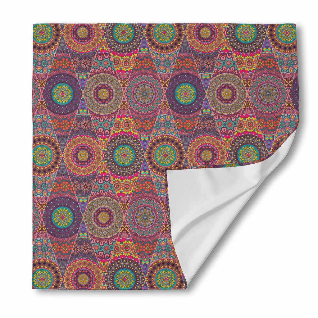Vintage Bohemian Floral Mandala Print Silk Bandana