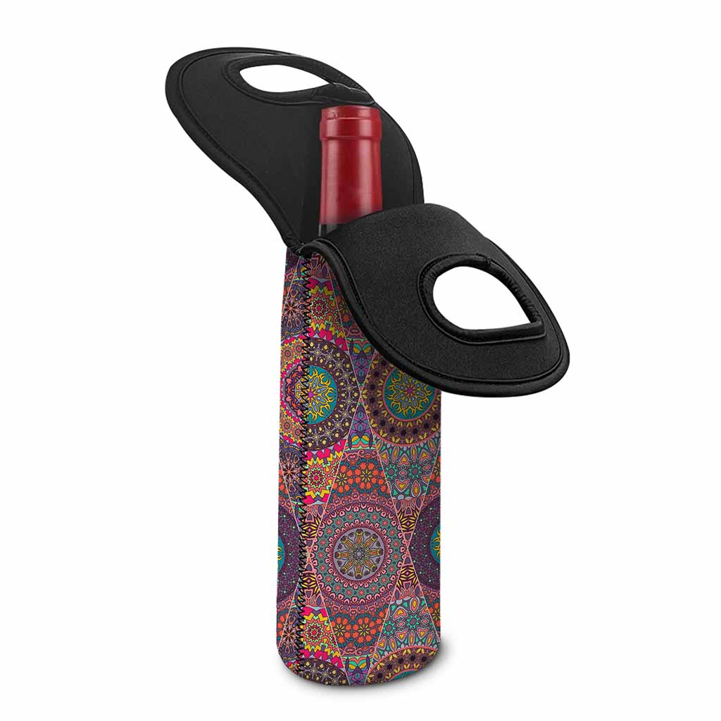 Vintage Bohemian Floral Mandala Print Single Neoprene Wine Tote
