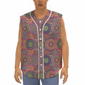Vintage Bohemian Floral Mandala Print Sleeveless Baseball Jersey