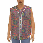 Vintage Bohemian Floral Mandala Print Sleeveless Baseball Jersey