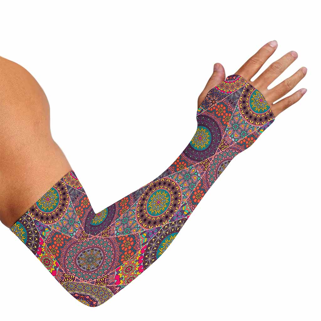 Vintage Bohemian Floral Mandala Print Sun Protection Arm Sleeves