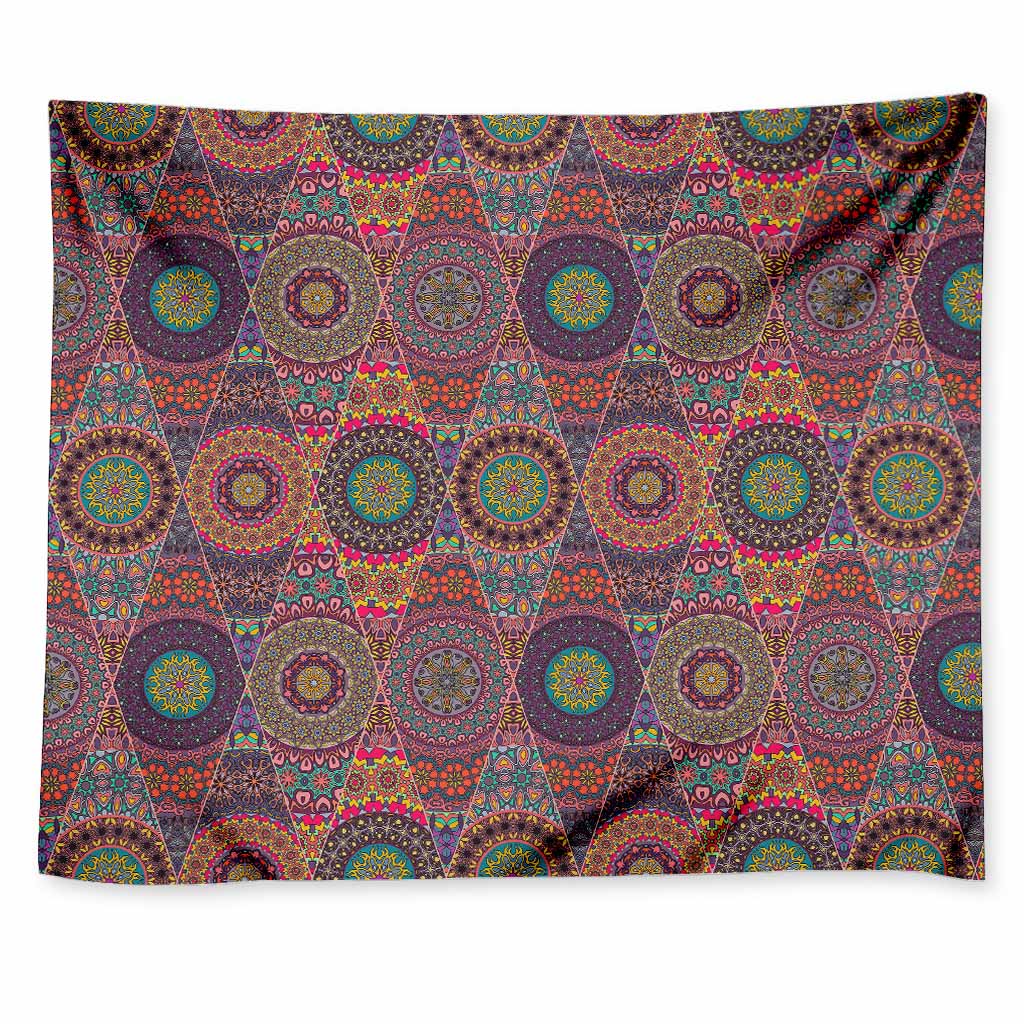 Vintage Bohemian Floral Mandala Print Tapestry