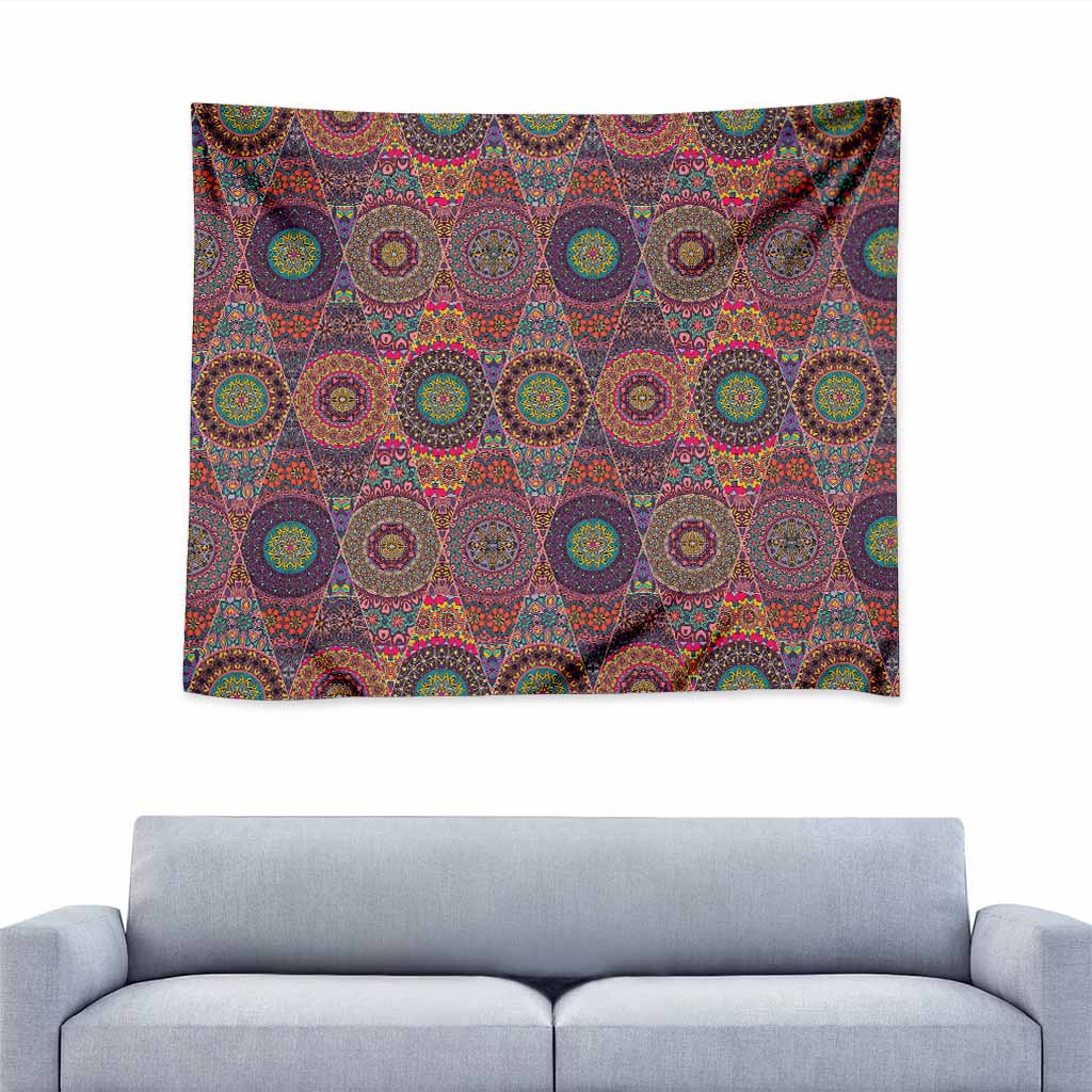 Vintage Bohemian Floral Mandala Print Tapestry