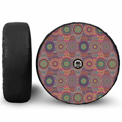 Vintage Bohemian Floral Mandala Print Tire Cover With Camera Hole