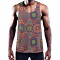 Vintage Bohemian Floral Mandala Print Men's Workout Tank Top
