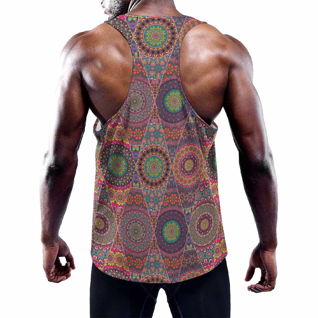 Vintage Bohemian Floral Mandala Print Training Tank Top