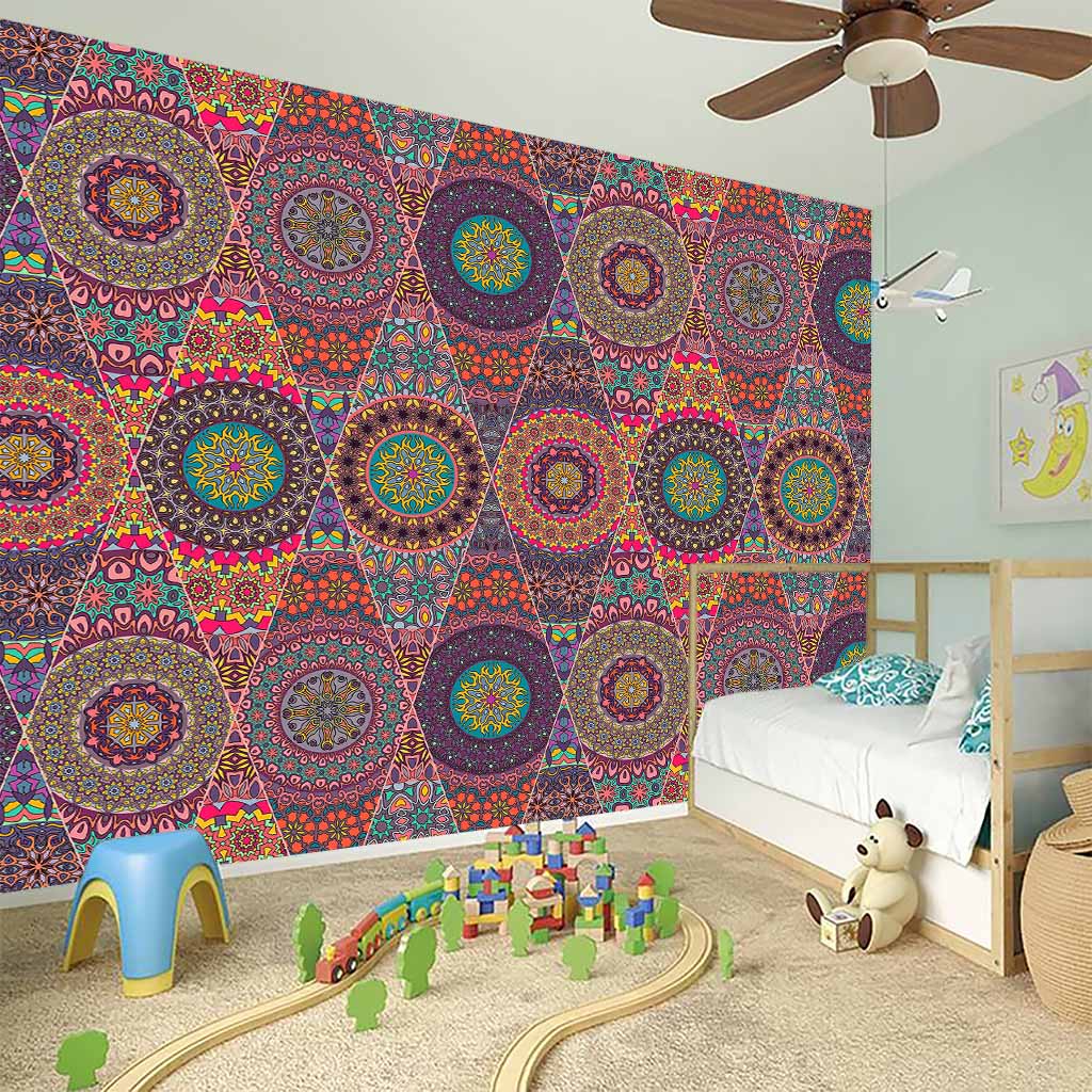 Vintage Bohemian Floral Mandala Print Wall Sticker