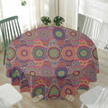 Vintage Bohemian Floral Mandala Print Waterproof Round Tablecloth
