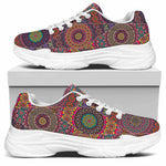 Vintage Bohemian Floral Mandala Print White Chunky Shoes