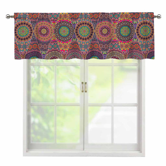 Vintage Bohemian Floral Mandala Print Window Valance