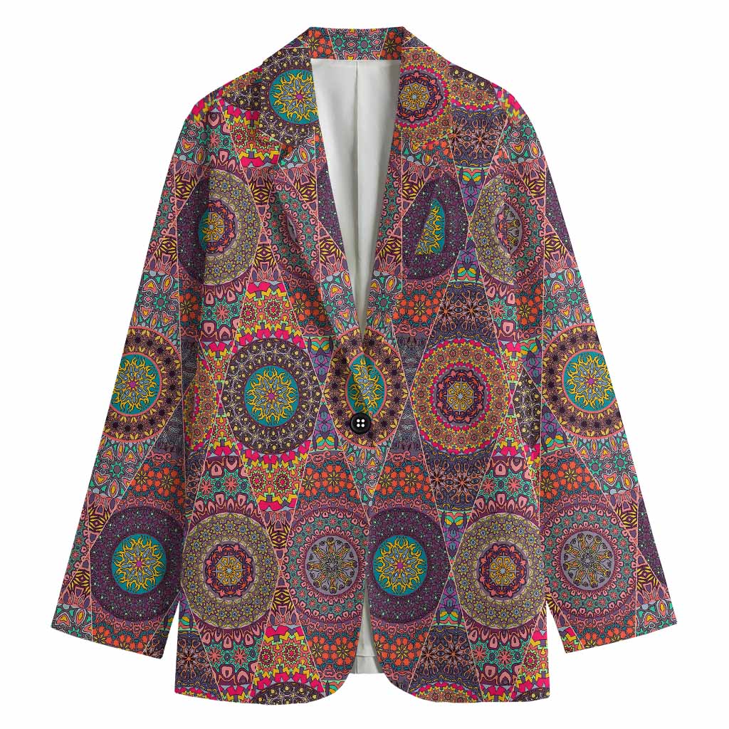 Vintage Bohemian Floral Mandala Print Women's Blazer