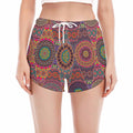 Vintage Bohemian Floral Mandala Print Women's Split Running Shorts