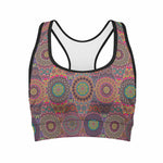 Vintage Bohemian Floral Mandala Print Women's Sports Bra