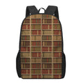 Vintage Bookshelf Pattern Print 17 Inch Backpack