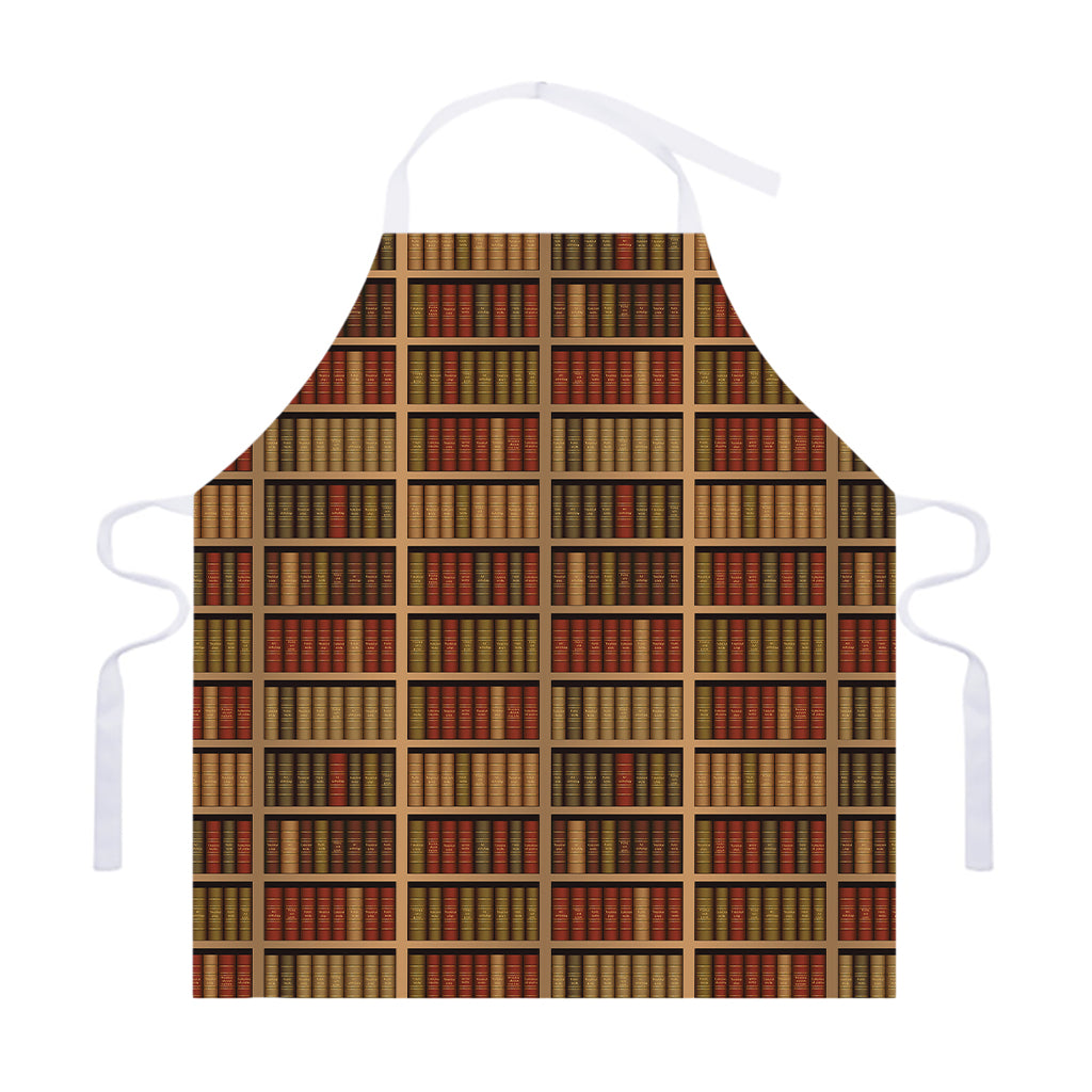 Vintage Bookshelf Pattern Print Adjustable Apron