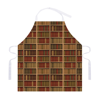 Vintage Bookshelf Pattern Print Adjustable Apron