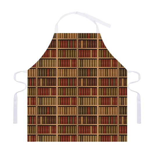 Vintage Bookshelf Pattern Print Adjustable Apron
