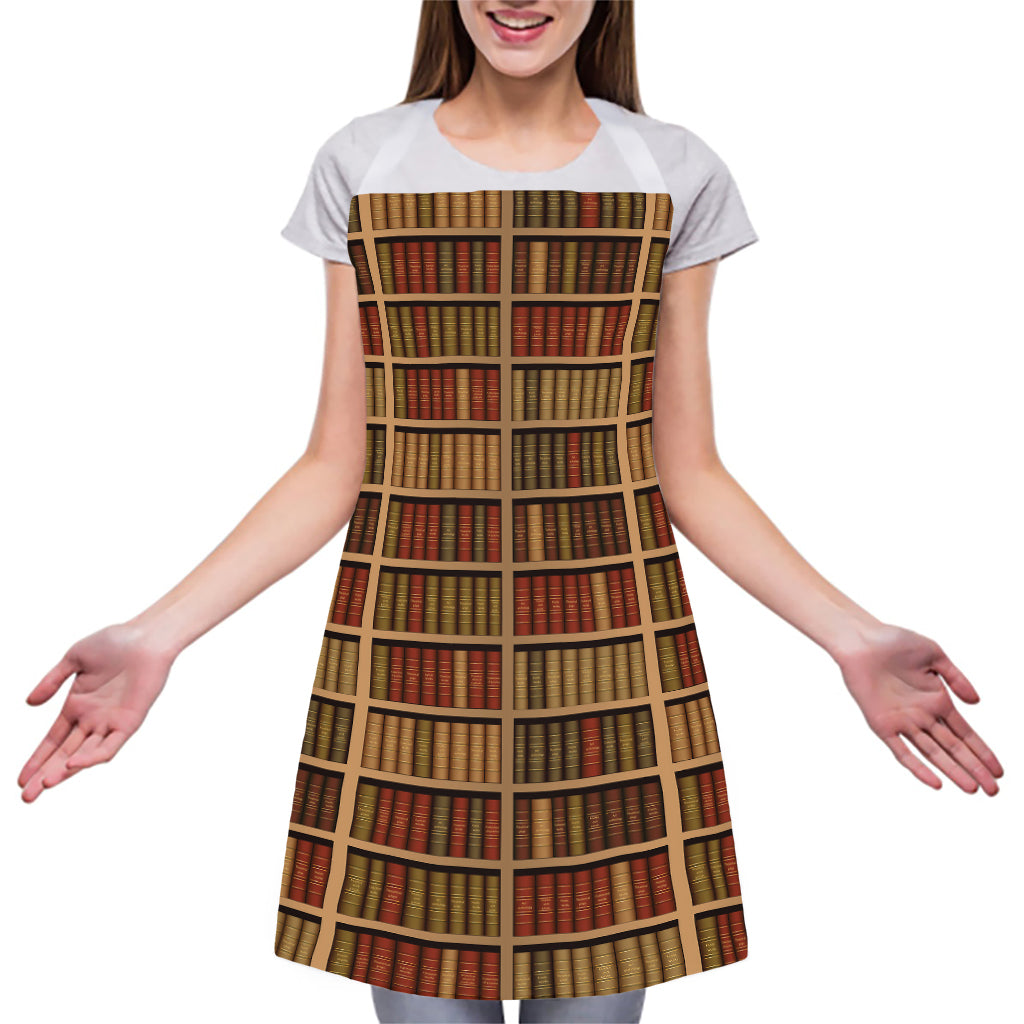 Vintage Bookshelf Pattern Print Adjustable Apron