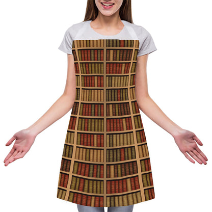 Vintage Bookshelf Pattern Print Adjustable Apron