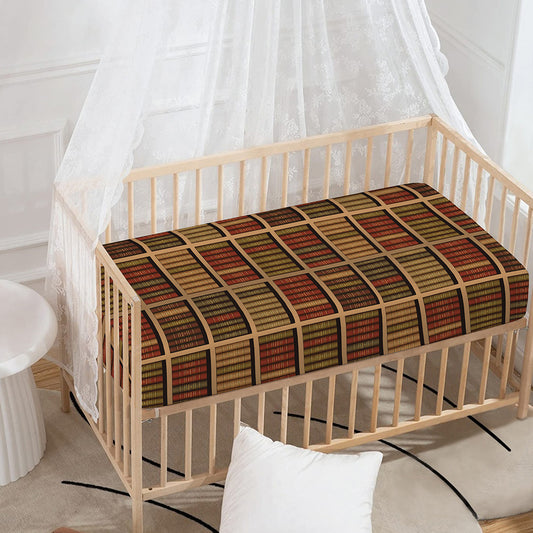 Vintage Bookshelf Pattern Print Baby Crib Sheet