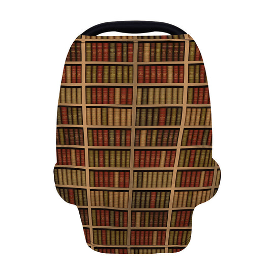 Vintage Bookshelf Pattern Print Baby Seat Cover