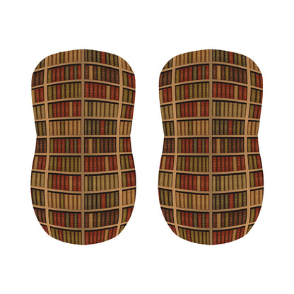 Vintage Bookshelf Pattern Print Bar Stool Covers