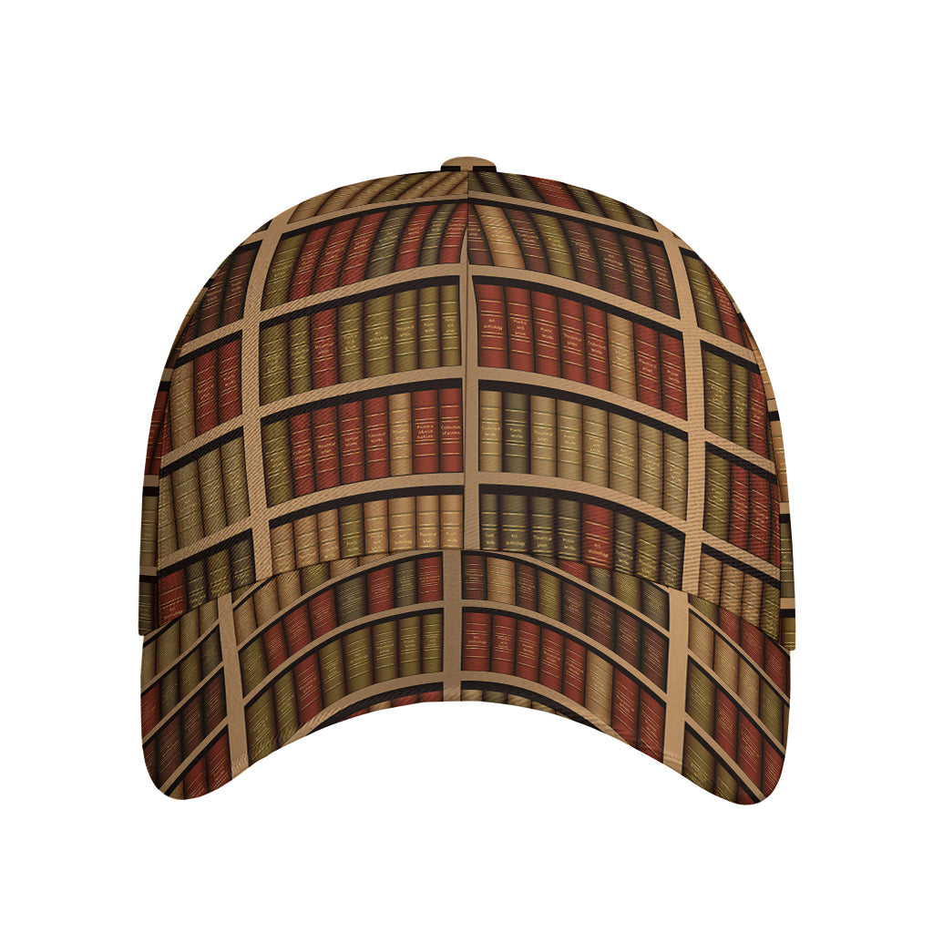 Vintage Bookshelf Pattern Print Baseball Cap