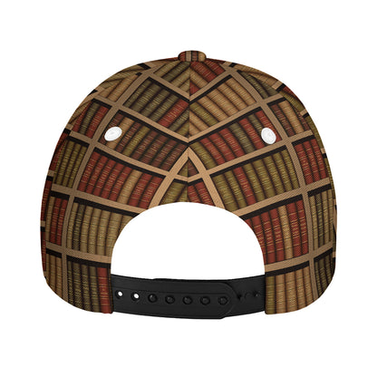 Vintage Bookshelf Pattern Print Baseball Cap