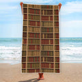 Vintage Bookshelf Pattern Print Beach Towel