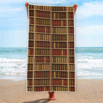 Vintage Bookshelf Pattern Print Beach Towel