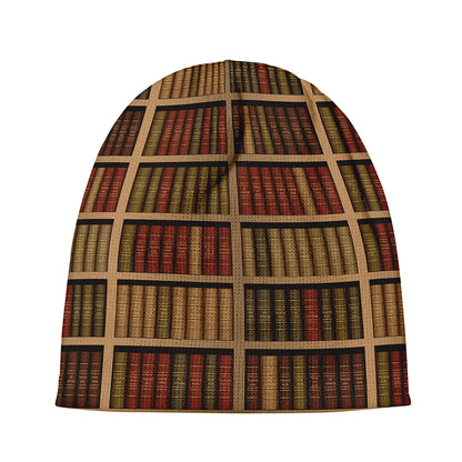 Vintage Bookshelf Pattern Print Beanie