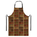 Vintage Bookshelf Pattern Print Bib Apron With Pocket