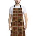 Vintage Bookshelf Pattern Print Bib Apron With Pocket