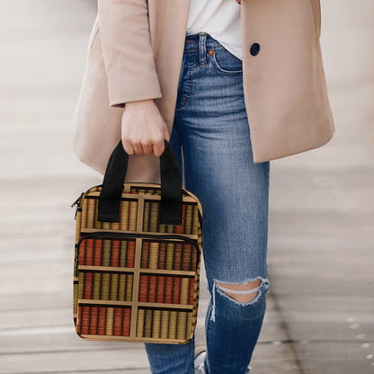 Vintage Bookshelf Pattern Print Bible Tote Bag