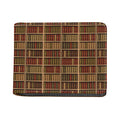 Vintage Bookshelf Pattern Print Bifold Wallet
