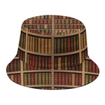 Vintage Bookshelf Pattern Print Bucket Hat