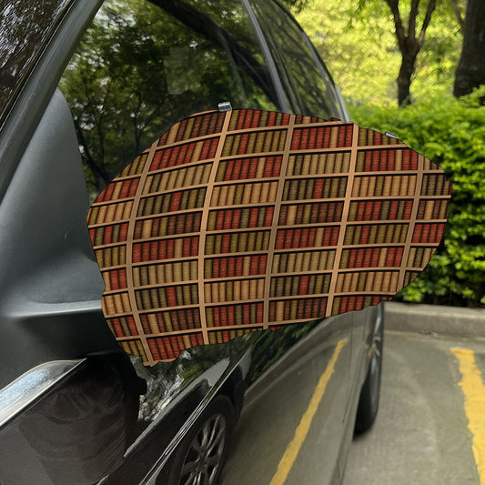 Vintage Bookshelf Pattern Print Car Side Mirror Covers