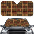 Vintage Bookshelf Pattern Print Car Windshield Sun Shade
