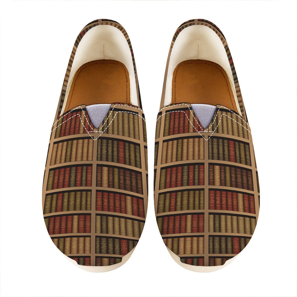 Vintage Bookshelf Pattern Print Casual Shoes