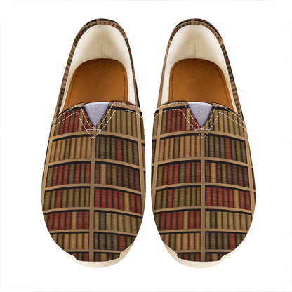 Vintage Bookshelf Pattern Print Casual Shoes