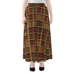 Vintage Bookshelf Pattern Print Chiffon Maxi Skirt