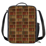 Vintage Bookshelf Pattern Print Crossbody Lunch Bag