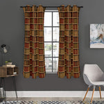 Vintage Bookshelf Pattern Print Curtain