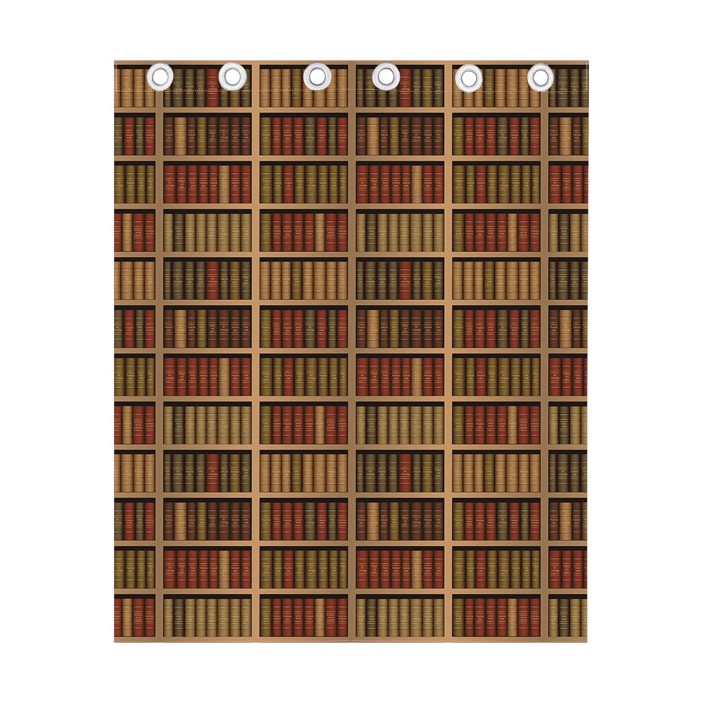 Vintage Bookshelf Pattern Print Curtain