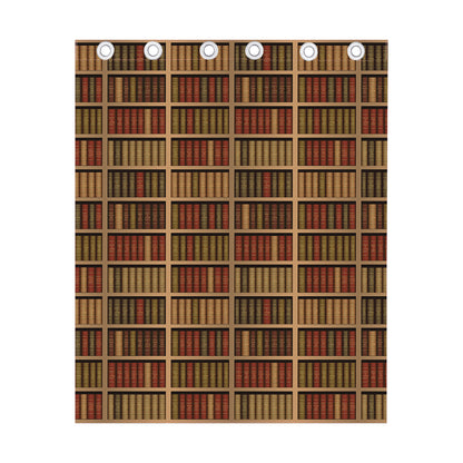 Vintage Bookshelf Pattern Print Curtain