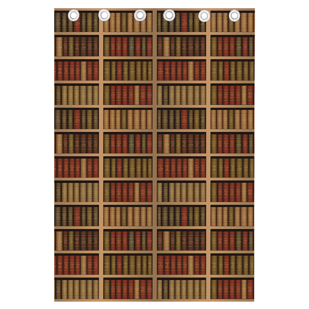 Vintage Bookshelf Pattern Print Curtain