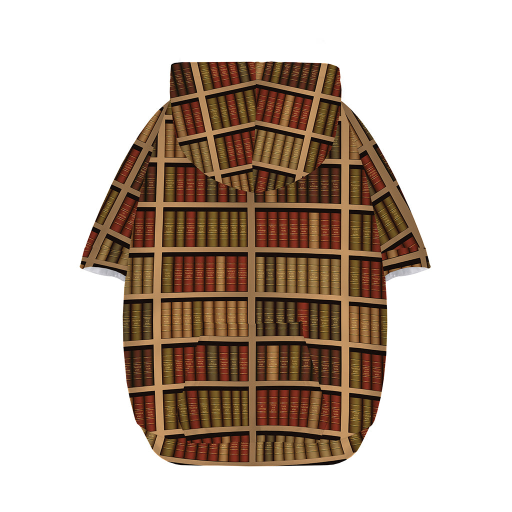 Vintage Bookshelf Pattern Print Dog Zip Up Hoodie