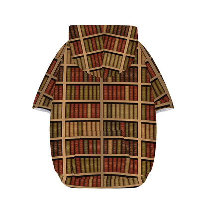 Vintage Bookshelf Pattern Print Dog Zip Up Hoodie
