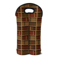 Vintage Bookshelf Pattern Print Double Neoprene Wine Tote